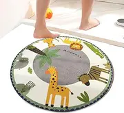 Round Rug Mat, Washable Area Carpet, 39.37x39.37in Non Slip Waterproof Design, Soft Animal Pattern, Authentic Comfortable Texture for Bedroom, Nursery, Playroom, Kitchen Decor