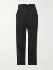 [Erdem] Erdem - Helga Cropped Wool-blend Jacquard Slim-leg Pants - Black - UK 8 UK 8 Black