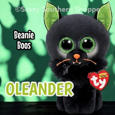 OLEANDER 2022 Ty Beanie Boos Black & Green CAT 6" Halloween *MWMT*