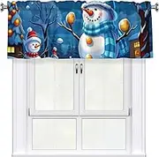 LHBWCVN Winter Snowman Valances for Windows, Rod Pocket Window Treatment Drapes Farmhouse Kitchen Curtains Short Blackout Window Curtains for Living Room Bedroom Decor 54x18 Inch