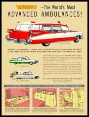 1959 Miller Meteor New Metal Sign: Sentinel, Ambulandau, & Rescuer Ambulances