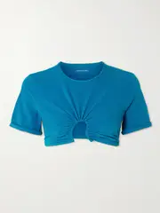 [Christopher Esber] Christopher Esber - Crescent Embellished Cutout Ruched Bikini Top - Blue - UK 8 UK 8 Blue