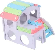 ibasenice 1pc Hamster House Funny Hamster Hideout Dwarf Mini Hamster Gerbil Climbing Guinea Pig House Fleece Hay Hamster Shelter House Hutch Rabbit Wooden Colorful