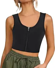 [DuBom] Women Chest Binder Bra Btier for Transgender Short Corset Zip Up Elastic Binder Trans Tank Top