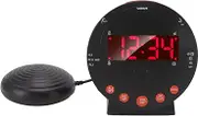 Vibrating Alarm Clock, 110dB Super Loud Alarm Clock with Bed Shaker & Red Flashing Light Under Pillow Alarm for Heavy Sleepers Hearing Impaired Deaf Teens, Digital Bedroom Clock