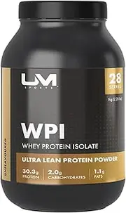UM Sports Whey Protein Isolate WPI, 100% Whey Isolate Lean Protein Powder for Men and Women, Unflavoured 1kg (2.2 lbs), 28 Serve