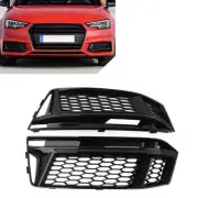 Pair Front Bumper Honeycomb Mesh Fog Light Grille Cover Fit Audi A4 B9 S4