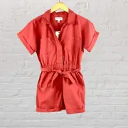 Free Assembly NWT Girls Size Large 10-12 Safari Jumpsuit Shorts Coral