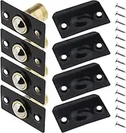 SING F LTD 4 Sets of Roller Ball Door Catch Latches with Fixing Screws for Home Kitchen Closet Wardrobe Door Cabinet Cupboard Hardware Adjustable Stainless Steel Pure Copper Black