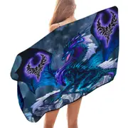 Blue Dragon of Fate Fantasy Creatures Microfiber Beach Towel