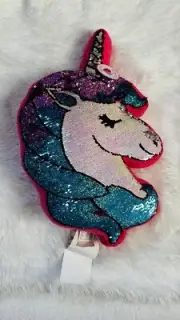 Justice Unicorn Accent Pillow Plush, Flip Sequin Color Change, New