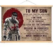 Get this Vintage Solid Wood Scroll Painting and Wall Chart Set of the Knights Templar Medieval Crusader Warrior for Your Room and Office Decoration Needs A1 (30X45 CM)