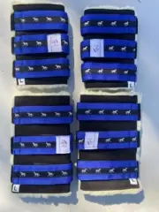 Horse Tendon or Paddock Boots Medium Set of 4. Suede and Fleece. Black and Blue