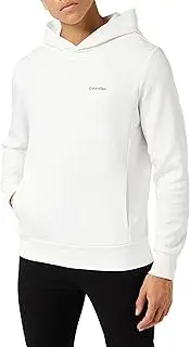 [Calvin Klein Jeans] Calvin Klein Men's Sportswear, Micro Logo Repreve Hoodie, Bright White, Large