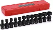 12 Pieces 3/8-Inch Drive Shallow Universal Impact Socket Set, SAE, 5/16"-1", CR-