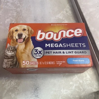Pet Hair and Lint Guard Mega Dryer Sheets with 3X Pet Hair Fighters, Fresh