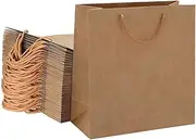 50pcs Bulk Kraft Paper Bags Pack Brown Shopping Retail Gift Bags Reusable Brown