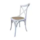 Set of 2 French Provincial Hamptons Cross Back Oak Birch Rattan Dining Chairs