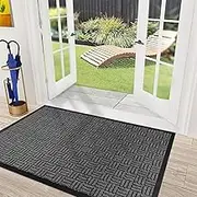 Mibao Entrance Door Mat Large Heavy Duty Front Outdoor Rug Non-Slip Welcome Doormat for Entry, 36 x 60 inch, Grey