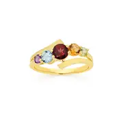 9ct Gold Multi Gemstone Claw Band in Multi-colour
