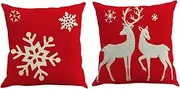 ETHZZLE 2pcs Christmas Elk Pillowcase Pillow Protector Cover Decorative Throw Pillowcase