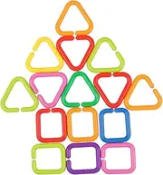 ERINGOGO 75Pcs Link Chain for Early Education Geometric Sensory Rings for Safe Grip Design for Crib and Travel Play Color and Shape Recognition