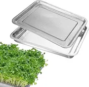 CHONYI Stainless Steel Sprouts Growing Kit Trays 2-Tier,Seed Sprouting Tray Seed Sprouter Kit Wheatgrass Grower Sprouting Container for Indoors Plant Seedlings