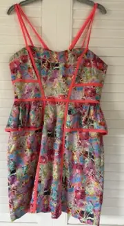 ~ COOPER ST ~ 'ETERNAL SPRING' PINK STRAPPY PEPLUM DRESS SIZE 12 BNWT