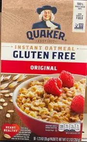 QUAKER INSTANT OATMEAL GLUTEN FREE ORIGINAL NET WT 12.3 OZ