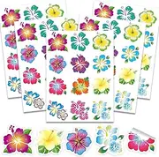 HOWAF 288pcs Hibiscus Stickers Hawaiian Tropical Luau Stickers Hawaii Flower Self Adhesive Sticker Hibiscus Flower Label Sticker for Summer School Kids Crafts Supplies, Aloha Flowers Decals