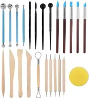 RUBFAC Polymer Clay Tools, Clay Tools Kit, 24Pcs Clay Sculpting Tools Set with S