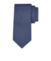 Gancini And Hearts Printed Silk Tie One size Navy Blue/Sky Blue