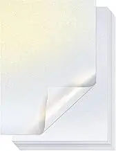 30 Sheets White Shimmer Cardstock Paper, A4 250GSM Metallic Pearlescent Paper for Thank You Cards, Crafts, Double-Sided Shiny Cardstock for DIY Projects Birthday Wedding Decoration