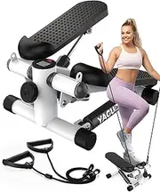 Steppers for Exercise at Home, Mini Stair Stepper with Resistance Bands, Portable Under Desk Stepper Workout Step Machine 300 lbs Weight Capacity