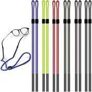 [maxin] 12pcs Eyeglass Holder Straps, Colorful Nylon Braided Safty Eyeglasses Neck Cord String, Sunglass Holder Strap Unisex for Sports and Outdoor Activities.