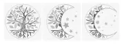 3pc Clear Plastic Stencil Set - 8"x8" & 7.5"x8"(2) Moon Tree Of Life (SR199)