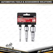 3 Pcs of PK Tool 1/4 Inch 3/8 Inch & 1/2 Inch Dr 75mm Extension Bar Set - Wobble