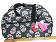 Sugar Skull Betsey Johnson Wheeled Duffle Luggage Weekender Bag + Rose Tag NWT