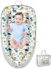 Baby Lounger for Newborn 0-24 Months with Removable Pillow | Doc A Tot Baby Lounger Breathable, Portable & Soft CPSC Certified Snuggle Me Baby Lounger for Home, Travel, Baby Boy Lounger-Dinosaur