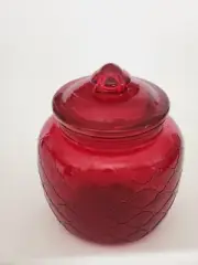 Red Glass Candy Jar With Lid Threshold Limited