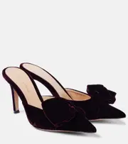 [Gianvito Rossi] Gianvito Rossi 85 bow-detail velvet mules AU 8.5 purple
