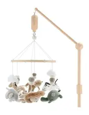 [The Peanutshell] Safari Serenity Wooden Crib Musical Mobile in Multi