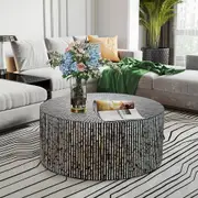Shell Round Black and White Coffee Table