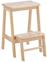 Folding Ladder Chair, 2 Step Convertible Wood Ladder Stool, Library Ladder Bookshelf Display Plant Stand for Home Office Library Kitchen(Color 3)