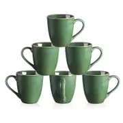 Ceramic mug set of 6, 12 oz, glazed, green