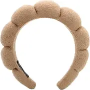 Ycfish Spa Headband for Women Girls Soft Skincare Headbands Sponge Puffy Makeup Headband (Brown)
