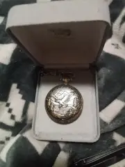 Armitron Eagle Pocket Watch w/Chain Men Gold Silver Two Tone