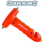 QUALITY SILVERLINE EMERGENCY CAR HAMMER Glass Window Breaker Seat Belt Cutter