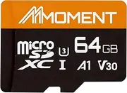 MMOMENT 64GB Micro SD Card, Micro SDXC Memory Card, A1, UHS-I, U3, V30, 4K UHD Memory Card for Nintendo-Switch, GoPro, Tablet, Up to 95MB/s Read, 45MB/s Write Speed, SD Adapter Included