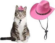 Dog Cat Cowboy Hat Pet Cowboy Costume Mini Cowboy Hat for Dogs Cat Holiday Halloween Pet Party Decoration (Pink, One Size)